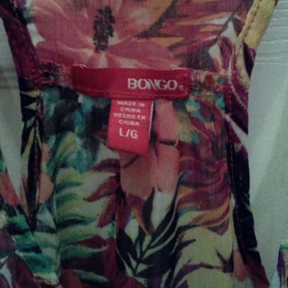 Flowy Flowered Chiffon Racerback Tank Sz-L - Picture 4 of 6